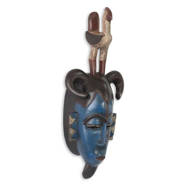 Alternate image for Blue African Mask with Bird Guro Rooster