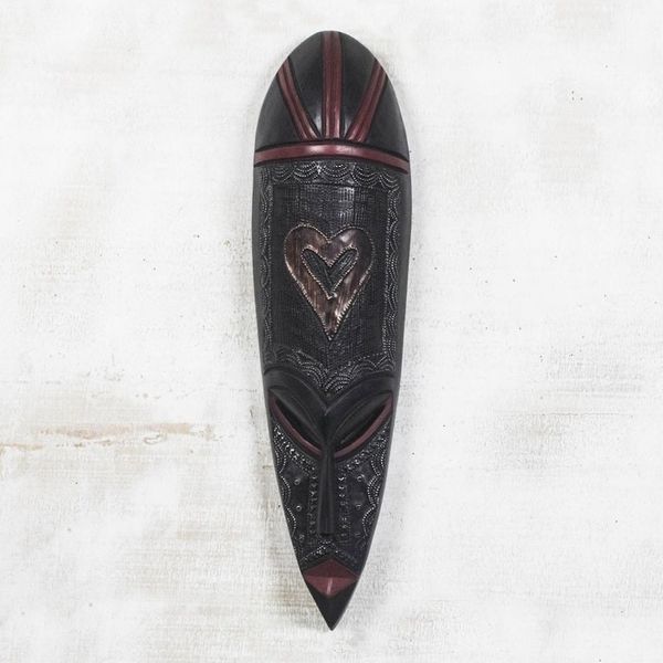 Alternate image for Hand Crafted African Wood Mask African Heart