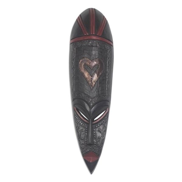 Alternate image for Hand Crafted African Wood Mask African Heart