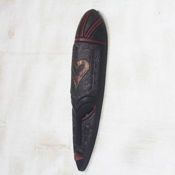 Alternate image for Hand Crafted African Wood Mask African Heart