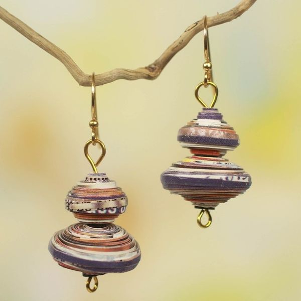 Alternate image for Multicolor African Eco Earrings Spin the Top