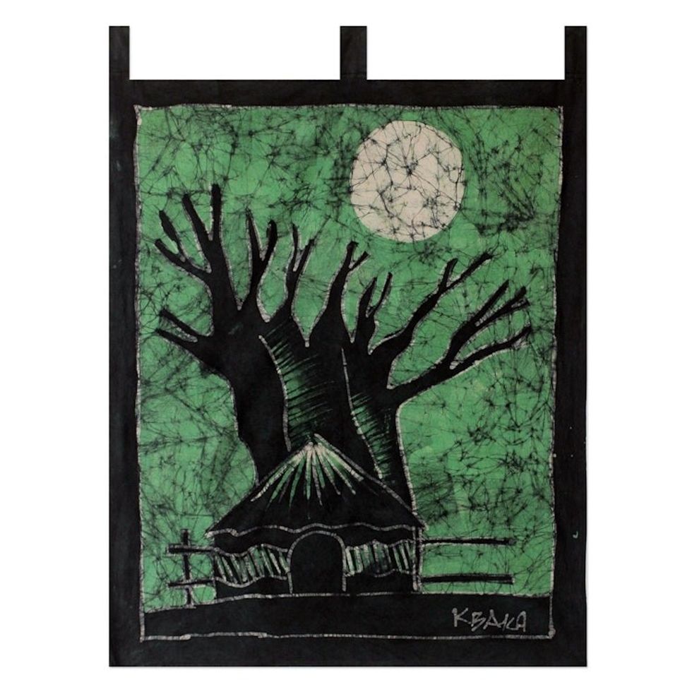 Batik wall hanging 'My Village Mamfe'