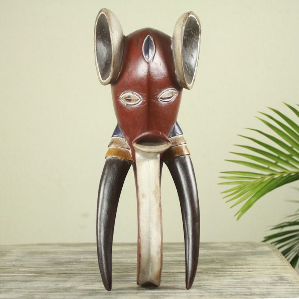 Original West African Decorative Wooden Elephant Mask 'Guro Elephant I'