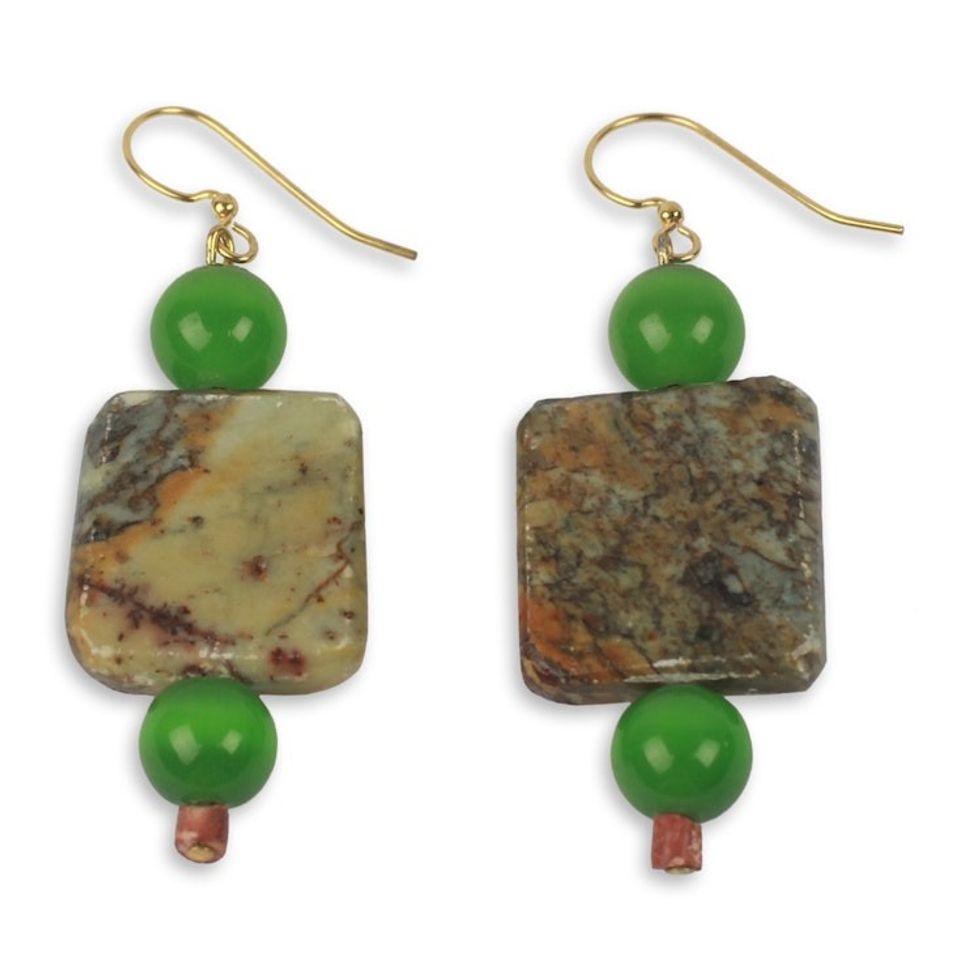 Artisan Crafted Soapstone and Cat's Eye Beaded Earrings 'Ayeyi Nka Boafo'