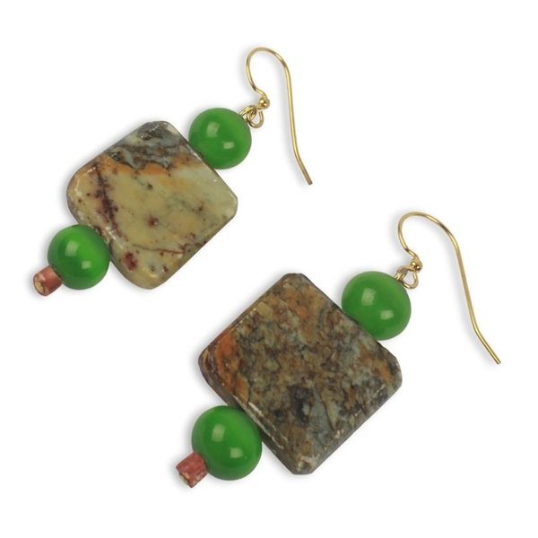 Alternate image for Artisan Crafted Soapstone and Cats Eye Beaded Earrings Ayeyi Nka Boafo