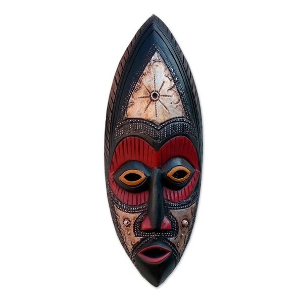 Alternate image for Authentic Hand Carved Akan Tribe African Mask Star Deity
