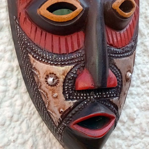 Alternate image for Authentic Hand Carved Akan Tribe African Mask Star Deity