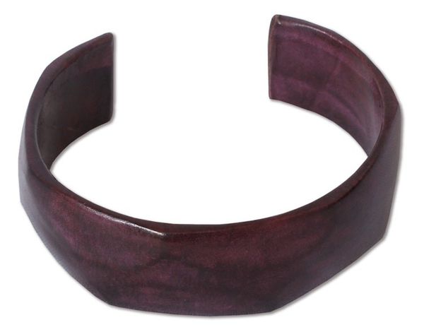 Alternate image for Hand Crafted Modern Leather Cuff Bracelet Dasba in Purple