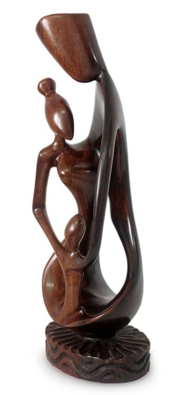 Alternate image for Hand Made Family Wood Sculpture Joyous Family Love