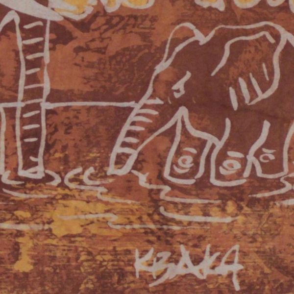 Alternate image for Unique African Batik Cotton Wall Hanging Elephant Child