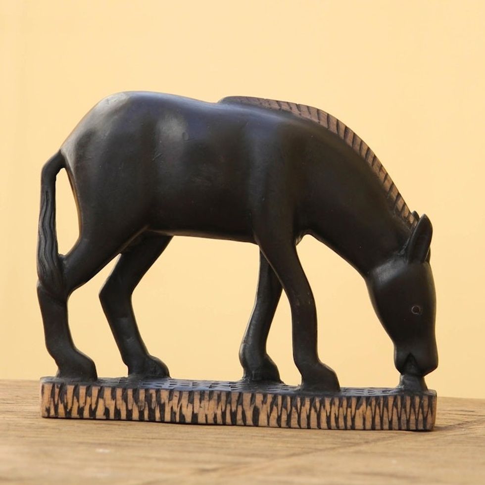 Wood sculpture 'African Horse'