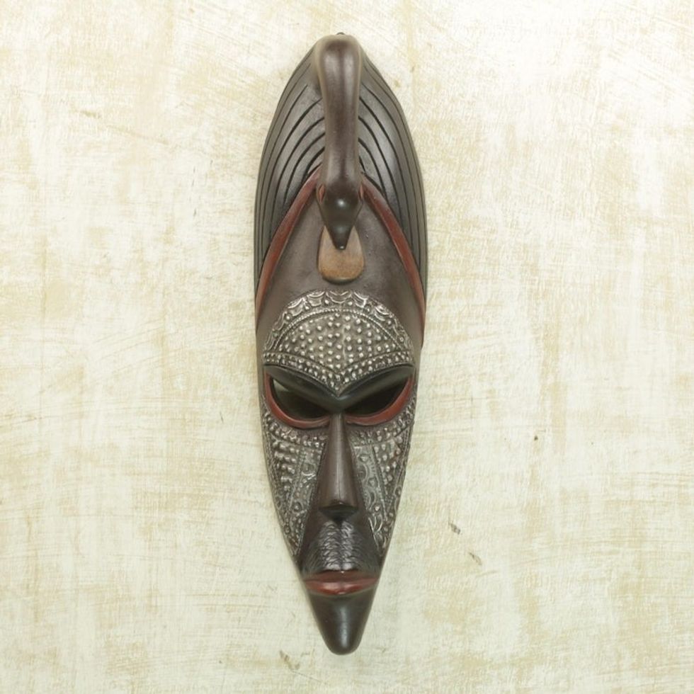 Handmade Wood Mask 'Good Advice'