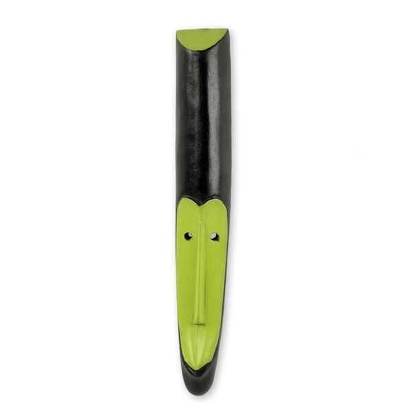 Alternate image for Handcrafted Black and Lime Green African Monkey Mask Green Adoo