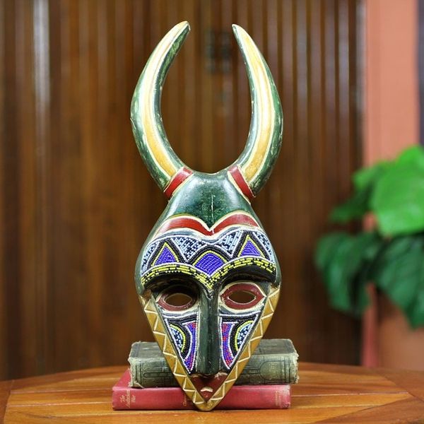 Alternate image for African Beaded Male Rital Mask Bapende Celebration
