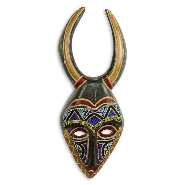 Alternate image for African Beaded Male Rital Mask Bapende Celebration