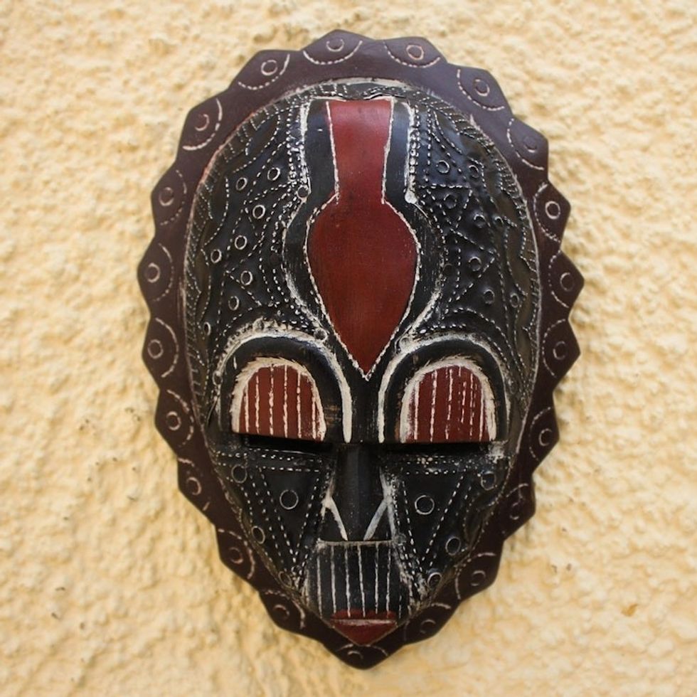 African Wood Mask 'Happiness'