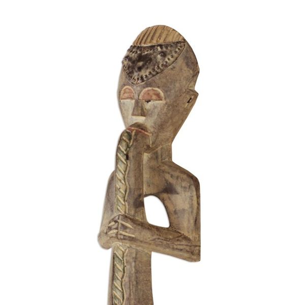 Alternate image for Fair Trade Cultural Wood Sculpture Chief Trumpeter