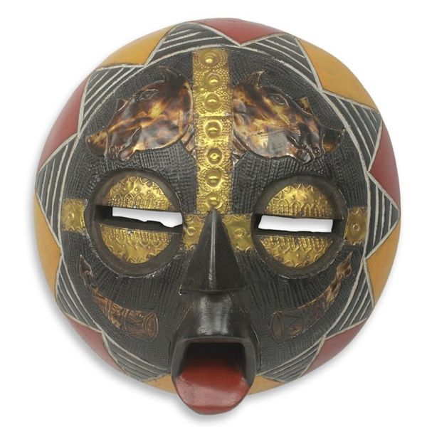 Alternate image for Authentic Artisan Hand Crafted African Wood Mask Rhino