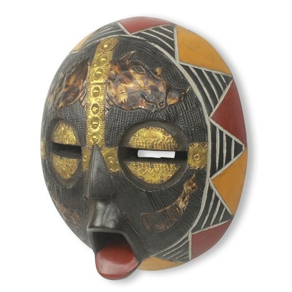 Alternate image for Authentic Artisan Hand Crafted African Wood Mask Rhino