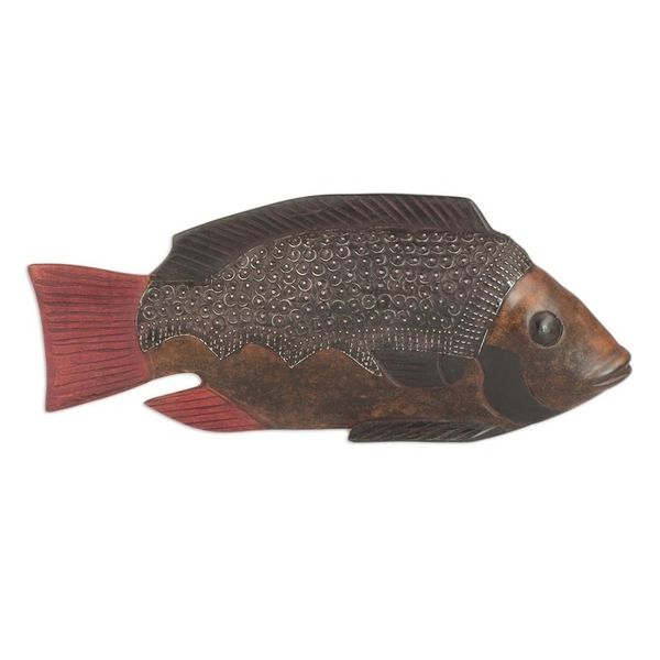 Alternate image for Unique Wood Sculpture from Africa Akpa Fish