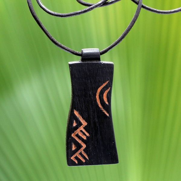 Alternate image for African Teak Wood Pendant Necklace Talk