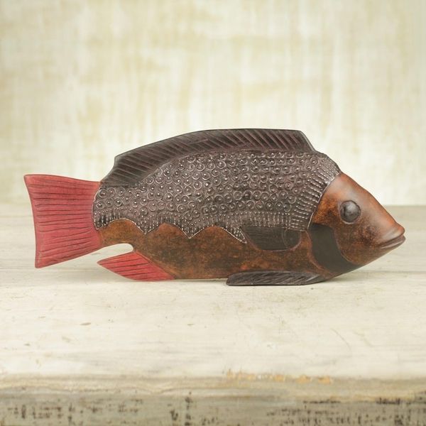 Alternate image for Unique Wood Sculpture from Africa Akpa Fish