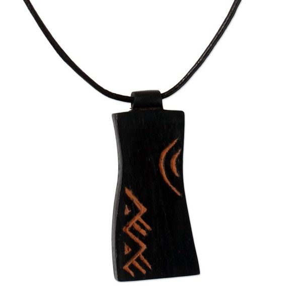 Alternate image for African Teak Wood Pendant Necklace Talk