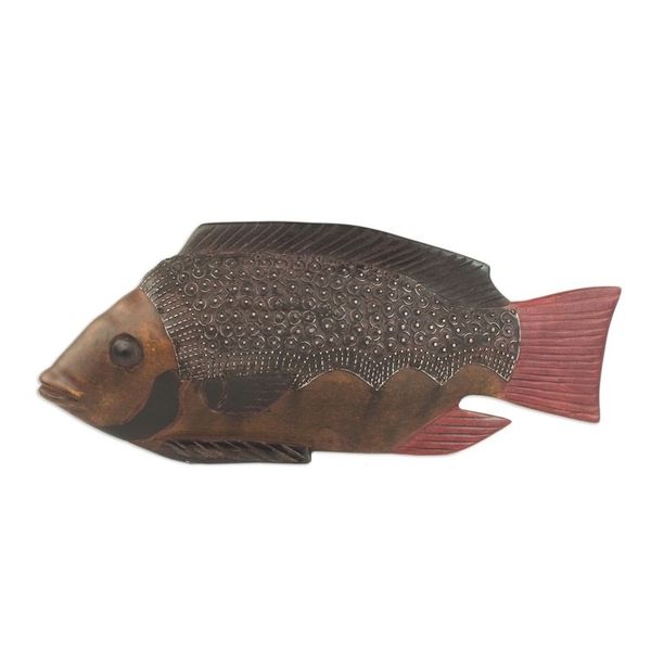 Alternate image for Unique Wood Sculpture from Africa Akpa Fish