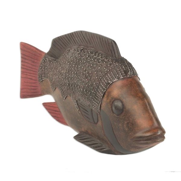 Alternate image for Unique Wood Sculpture from Africa Akpa Fish