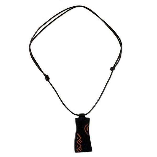 Alternate image for African Teak Wood Pendant Necklace Talk