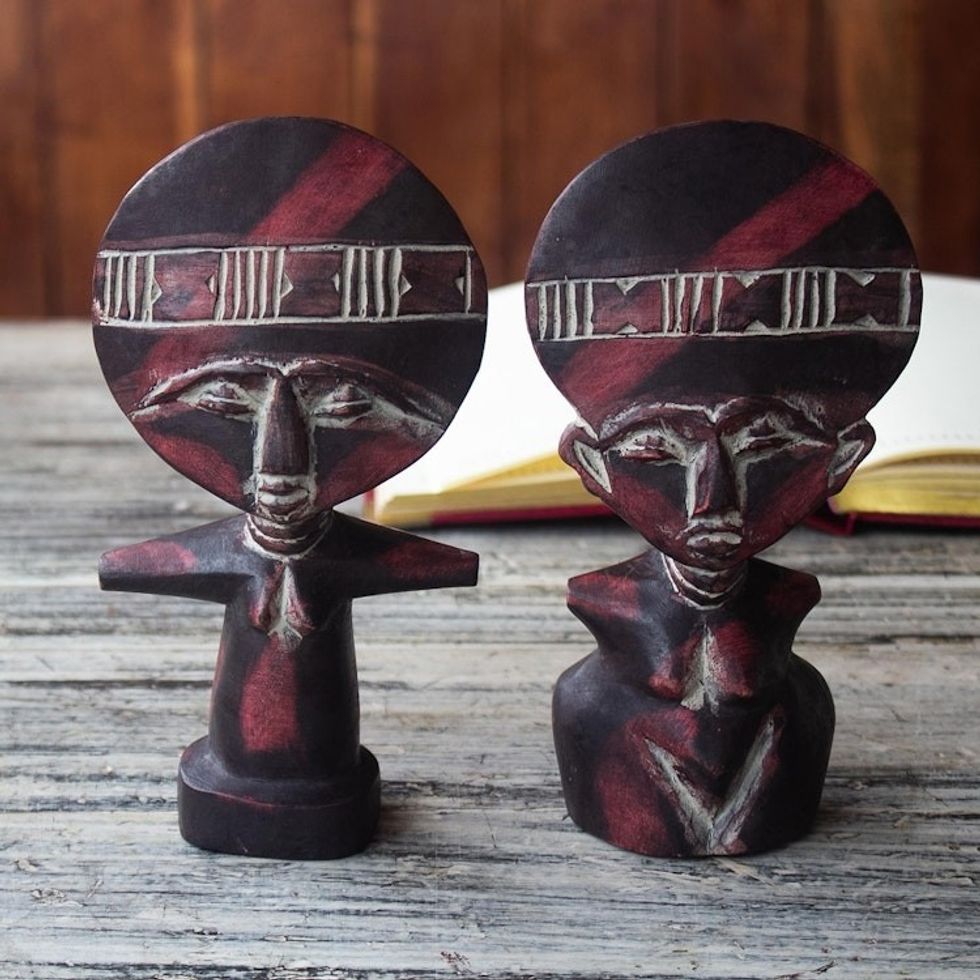 Fertility Doll Wood Sculptures Pair 'Twins'
