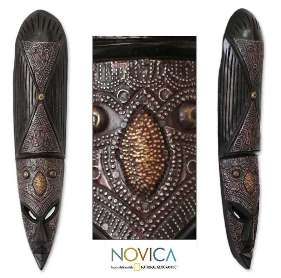 African Wood Mask 'Wa Iron Warrior'