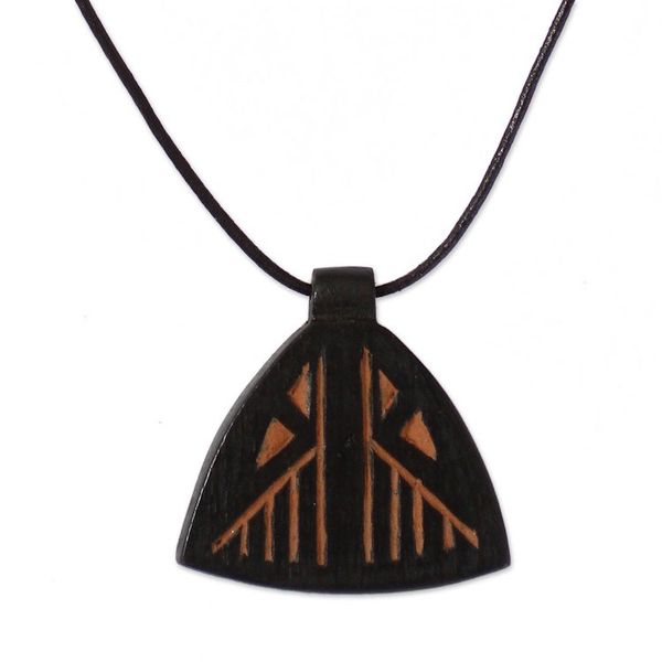 Alternate image for Teak Wood pendant necklace Mframadan