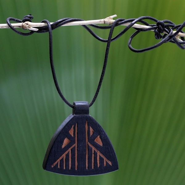 Alternate image for Teak Wood pendant necklace Mframadan