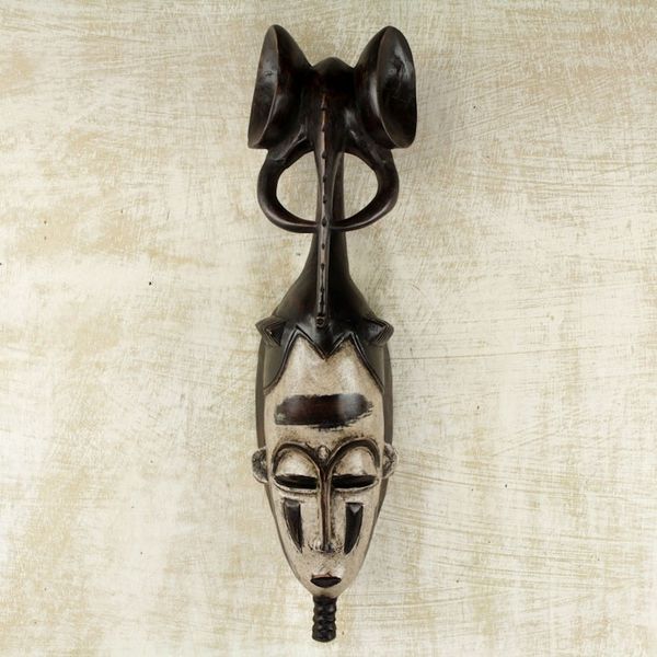 Alternate image for Handmade Ivory Coast Wood Mask Brave and Strong