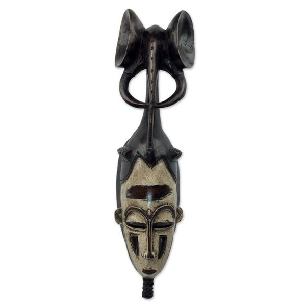 Alternate image for Handmade Ivory Coast Wood Mask Brave and Strong