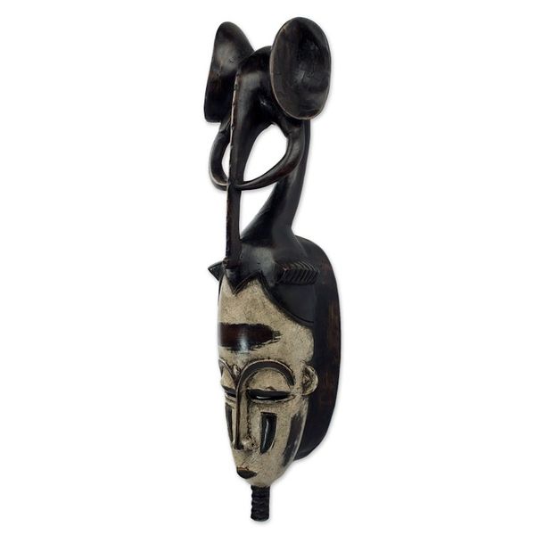 Alternate image for Handmade Ivory Coast Wood Mask Brave and Strong