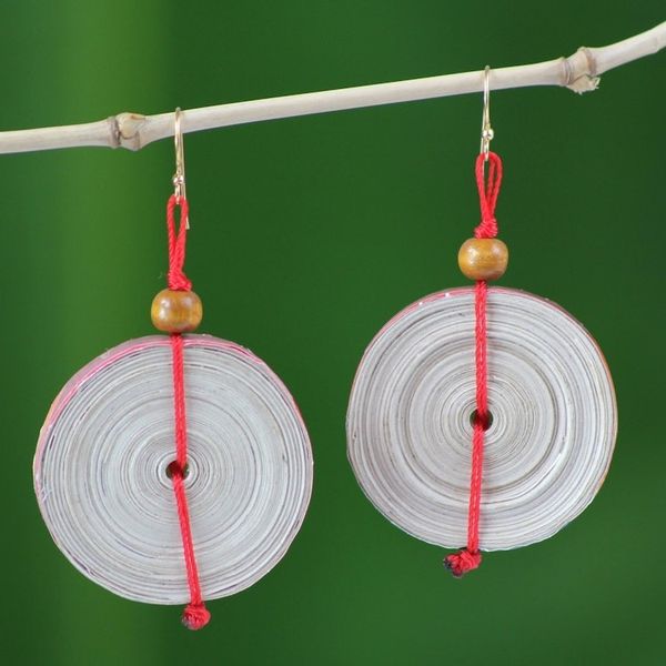 Alternate image for Hand Crafted Recycled Paper Dangle Earrings Hot Breakfast