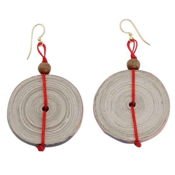 Alternate image for Hand Crafted Recycled Paper Dangle Earrings Hot Breakfast