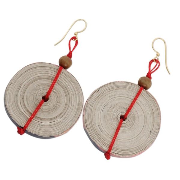 Alternate image for Hand Crafted Recycled Paper Dangle Earrings Hot Breakfast