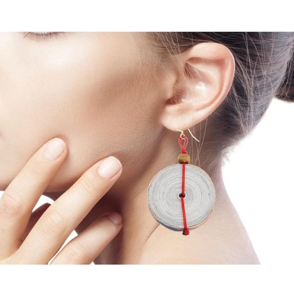 Alternate image for Hand Crafted Recycled Paper Dangle Earrings Hot Breakfast