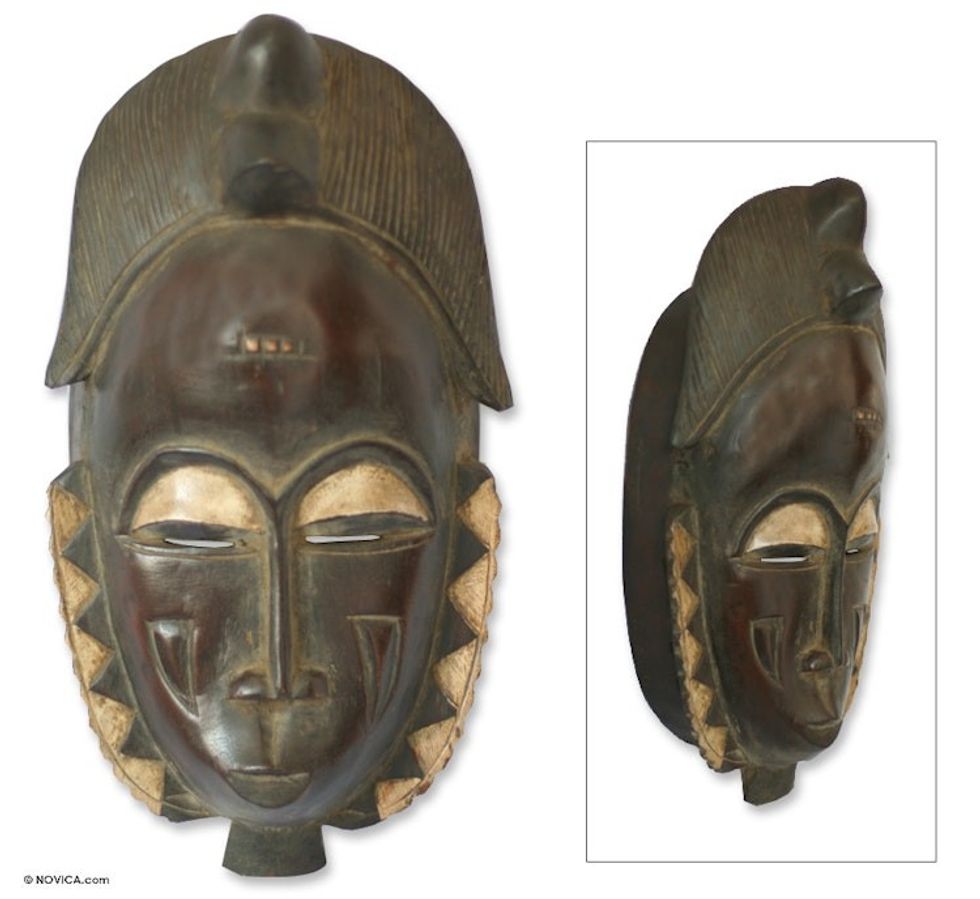 Hand Crafted African Mask 'Male Baule Fertility Mask'