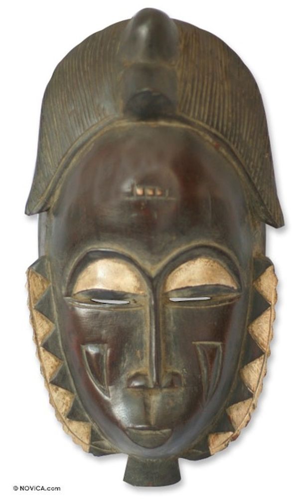 Alternate image for Hand Crafted African Mask Male Baule Fertility Mask