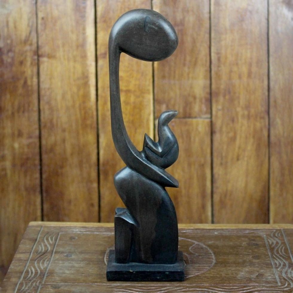 Hand Carved Wood Sculpture 'Steadfast Love'