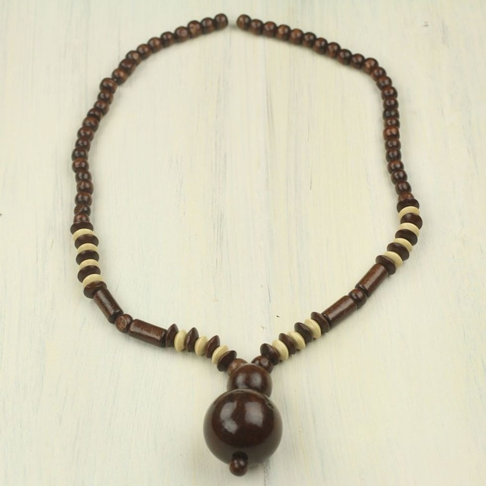 Fair Trade West African Beaded Wood Necklace 'Joy Ride'
