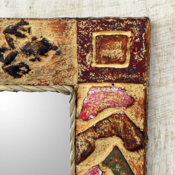 Alternate image for Handmade Rustic Wood Mirror African Lizards