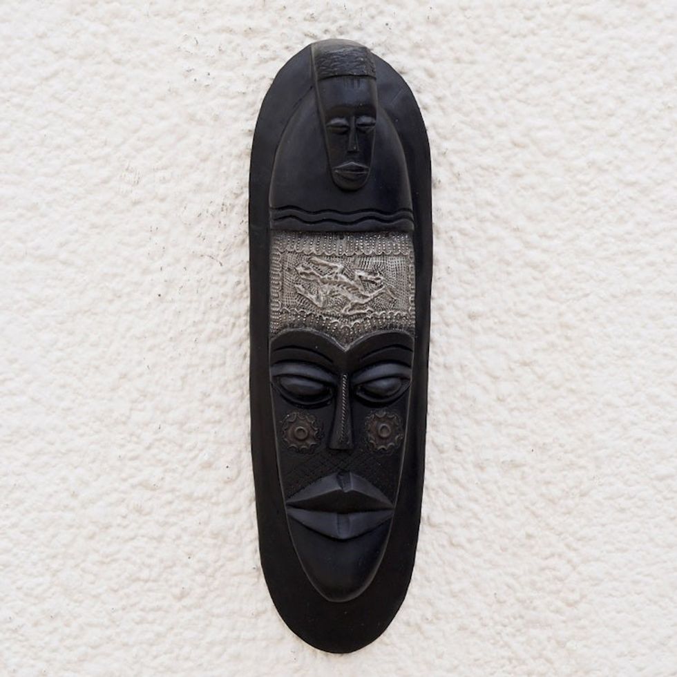 Hand Carved Wood Mask 'Festive Wisdom'