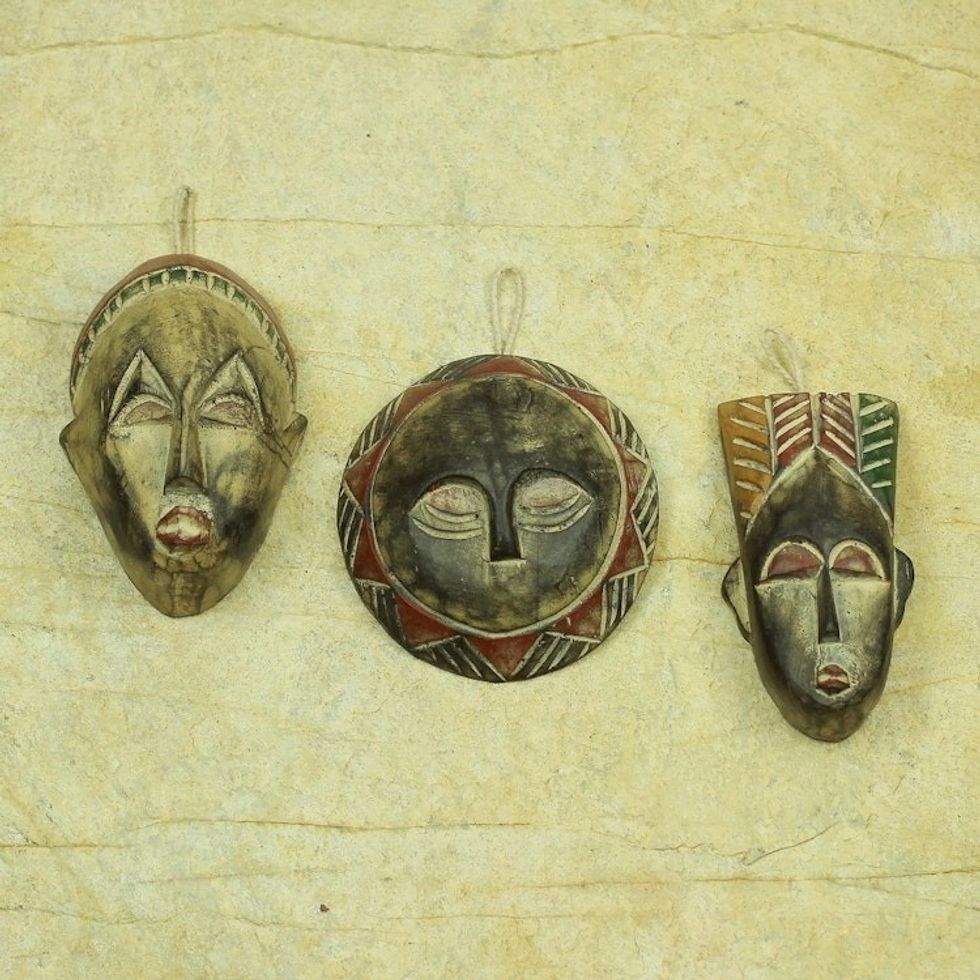 Handcrafted Wood Christmas Ornaments Set of 3 'Wise Men'