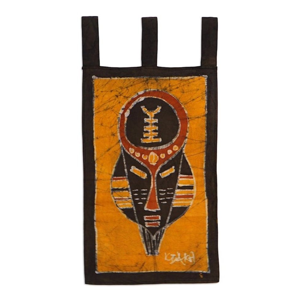 Handcrafted Cotton Batik Wall Hanging from Ghana 'Battle Cry'