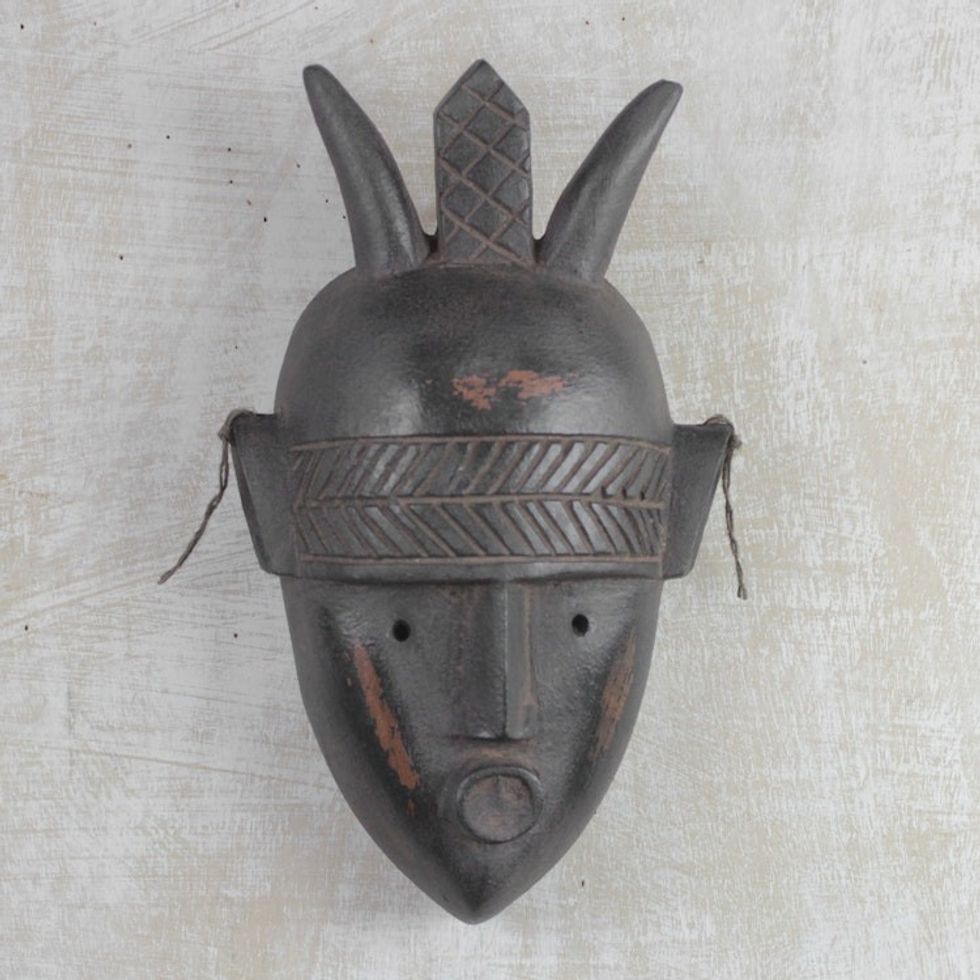 Artisan Crafted African Wood Mask 'Mighty Warrior'